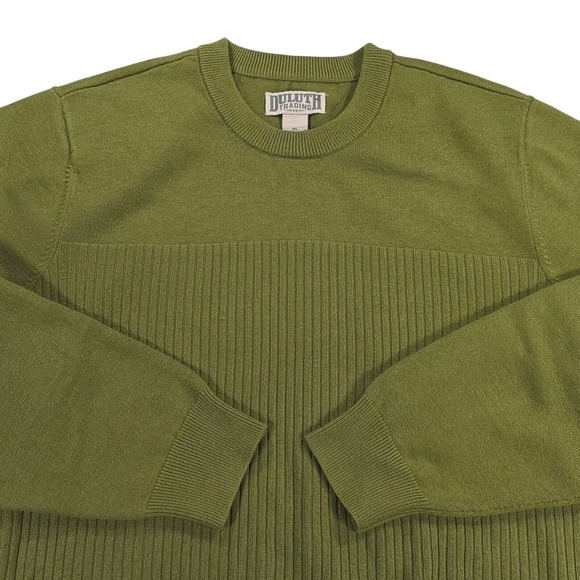 Duluth Coolerino Crew Sweater Mens XL Green Coolmax Wool Blend Outdoor Casual - Picture 3 of 8
